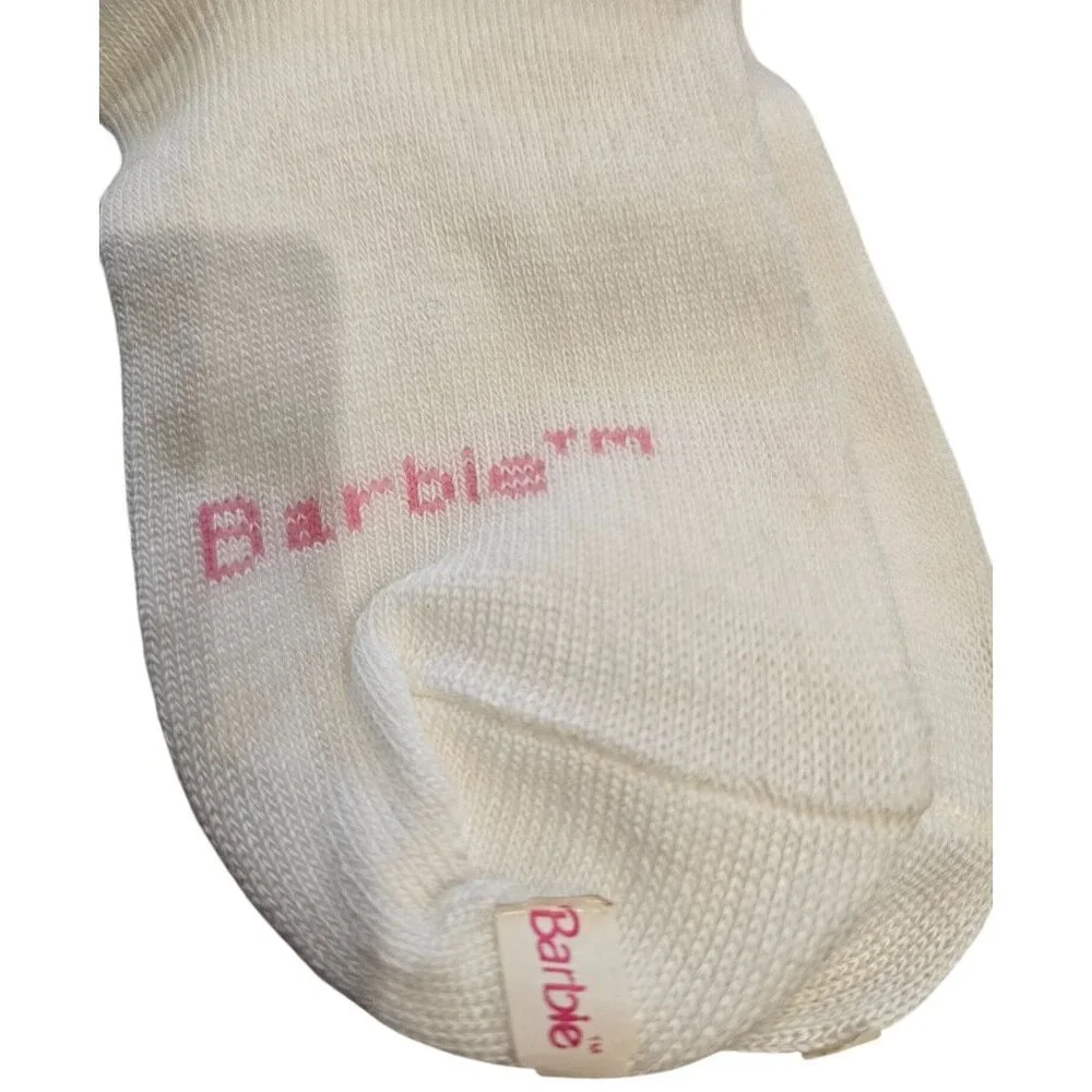 Barbie Vintage Star Glitter White Socks Girls Kids Fits Shoe Size 5 - 6.5 NEW